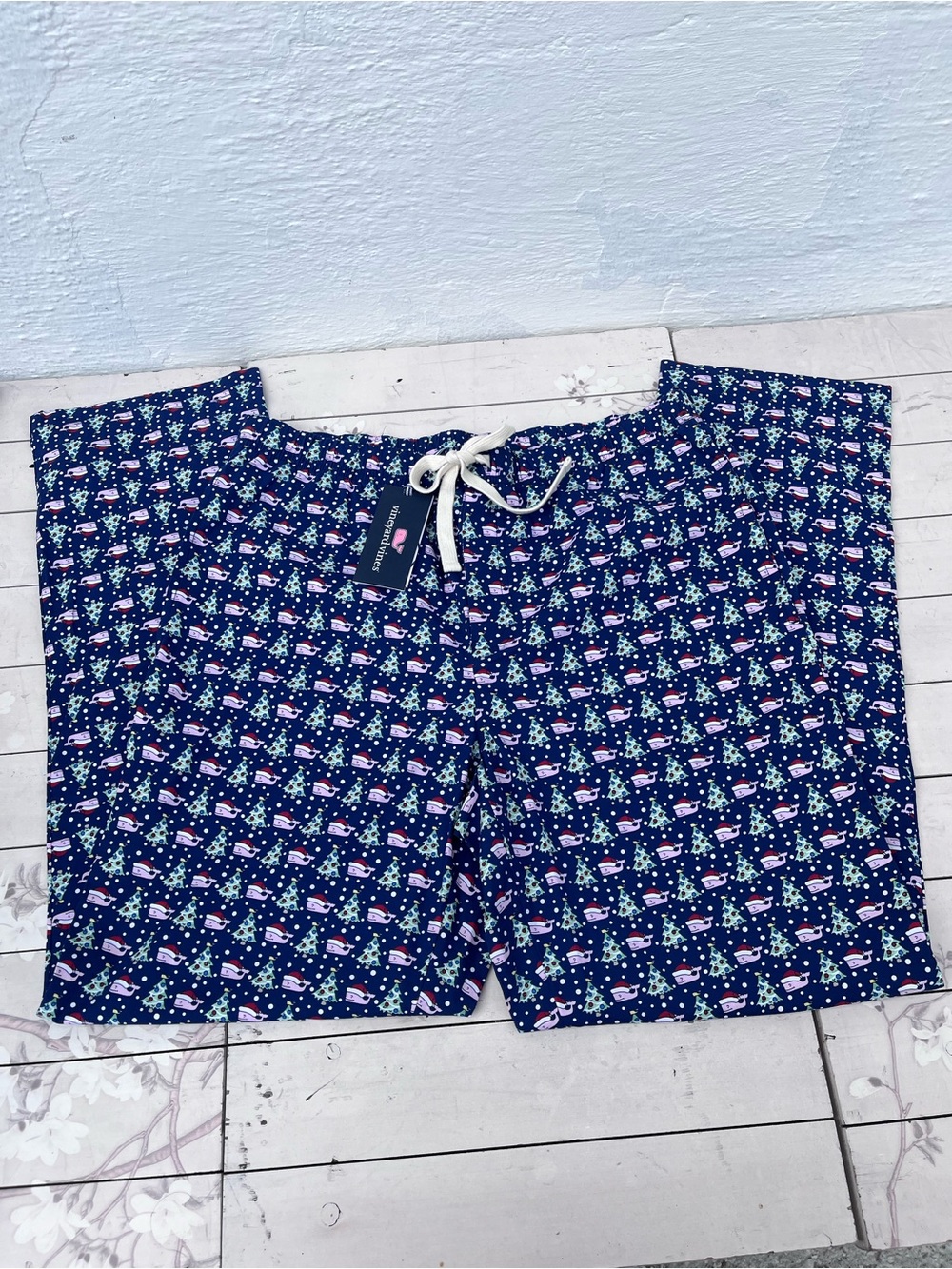 Vineyard Vines Navy Holiday Whale Print Swim Trunks